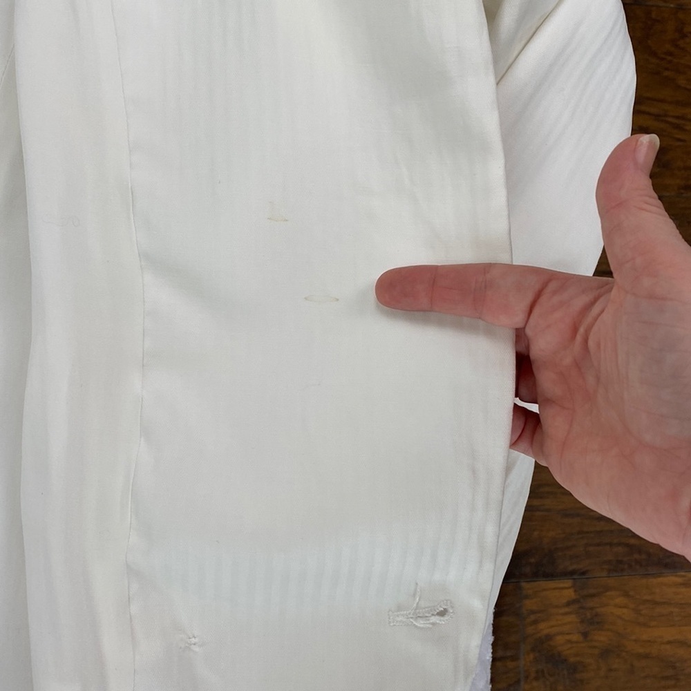 Paige Rosette Double Breasted White Pinstripe Power Blazer - Picture 17 of 17